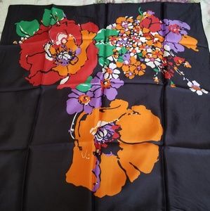 100% silk scarf black, orange, purple, red